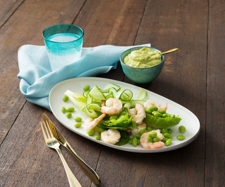 Prawn salad with avocado dressing