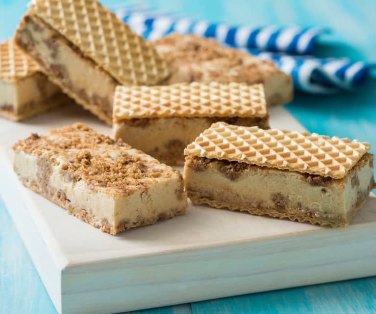 Crunchy caramel ice cream slice 