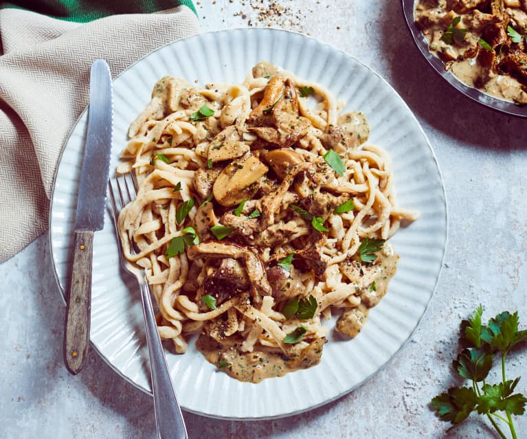 Maronenspätzle mit Pilzragout