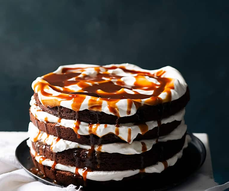 Pastel de caramelo y brownie