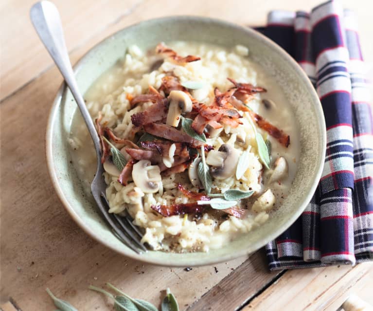 Risotto au bacon et aux champignons de Paris