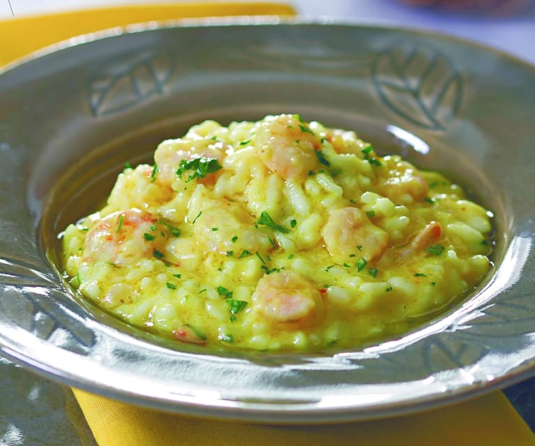 Risoto de camarão com leite de coco