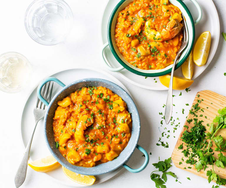 Arroz con sepia y cigalas