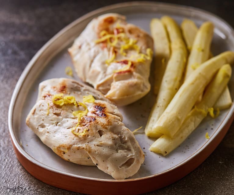 Petto di pollo al limone con asparagi sottovuoto ...