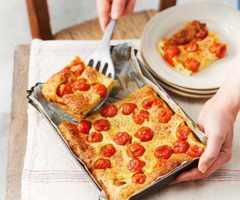 Clafoutis aux tomates cerise et au basilic