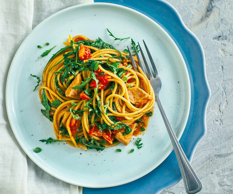 Spaghetti integrali, tonno, limone e rucola - Cookidoo® – la