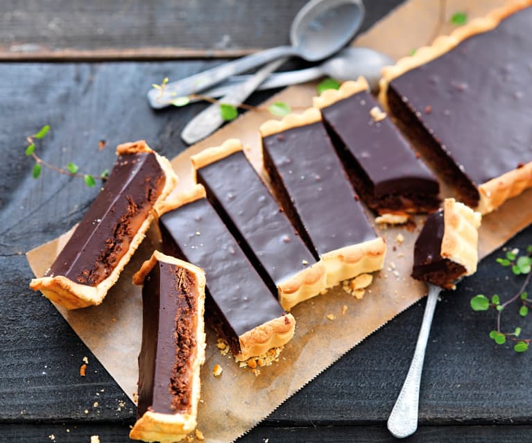 Tartelettes chocolat et caramel beurre salé au Thermomix - Cookomix