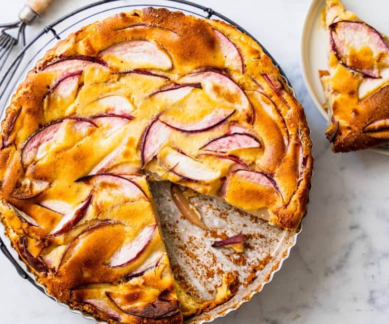 Clafoutis à la pêche, au mascarpone et au citron vert