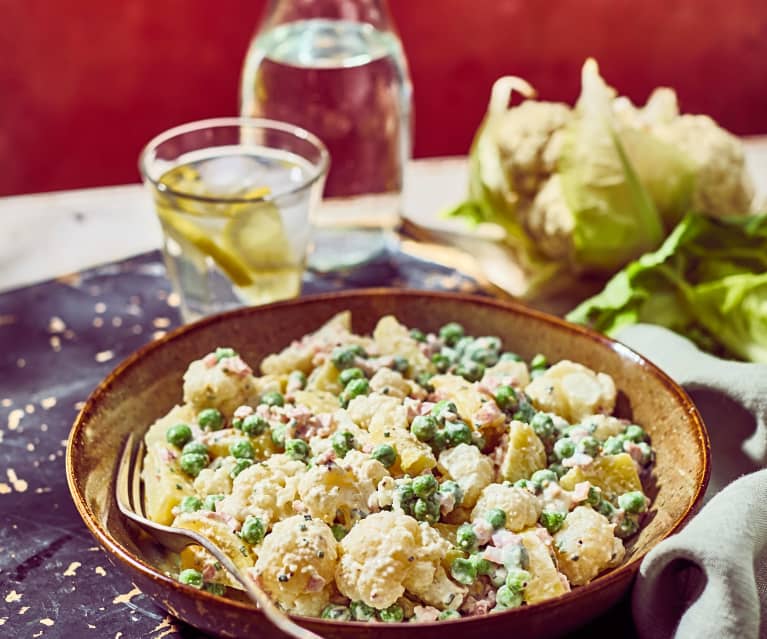 Kartoffel-Blumenkohl-Salat mit Schinken