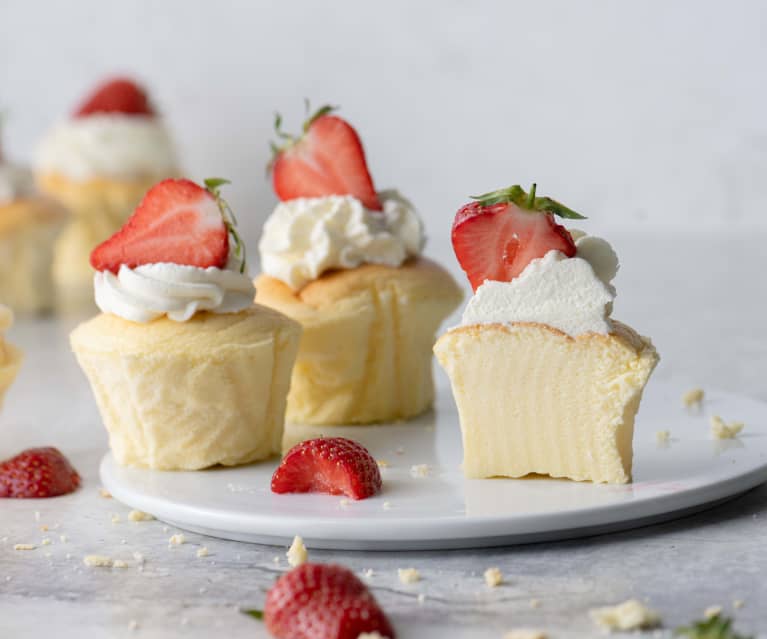 Glutenvrije, suikervrije mini Japanse katoen cheesecakes