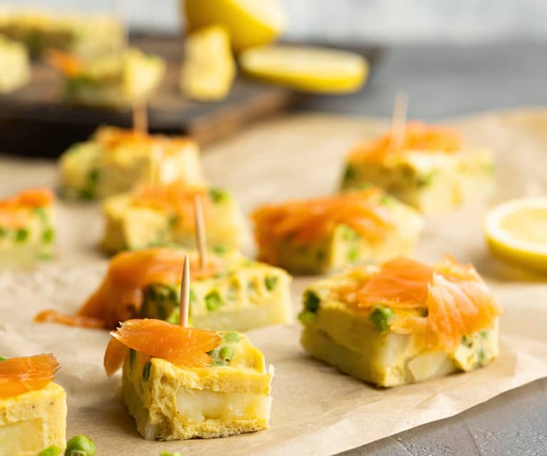 Frittata con salmone affumicato e piselli