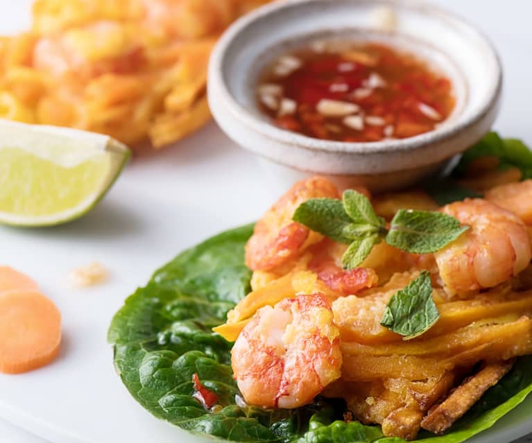 Buñuelos de batata y gambas