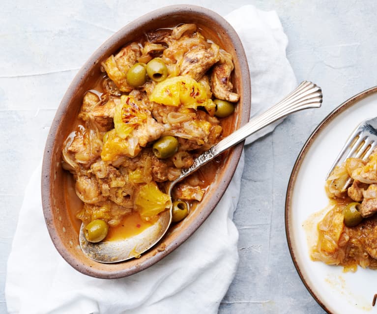 Tagine de frango com laranjas caramelizadas