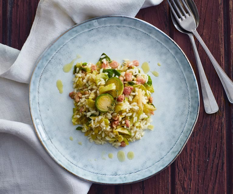 Risotto cavoletti di Bruxelles e pancetta