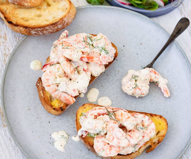 Prawn skagen (Scandinavian prawn toast)