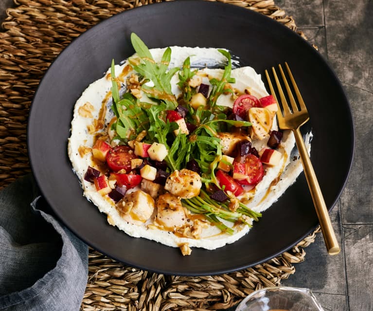 Feta-Hähnchen-Salat mit Karamell-Dressing