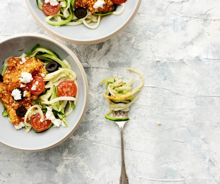 Spaghetti di zucchine con ragù di tacchino