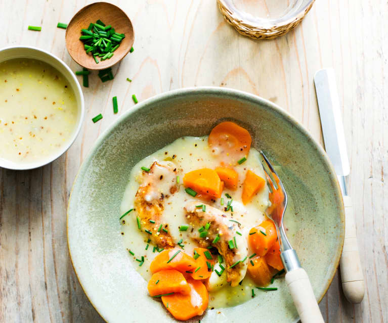 Blancs de poulet à la crème de moutarde - Recette par Plat et recette