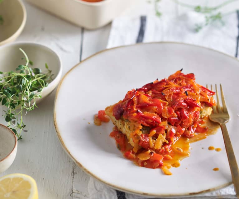 Bacalao con pimiento al estilo mediterráneo