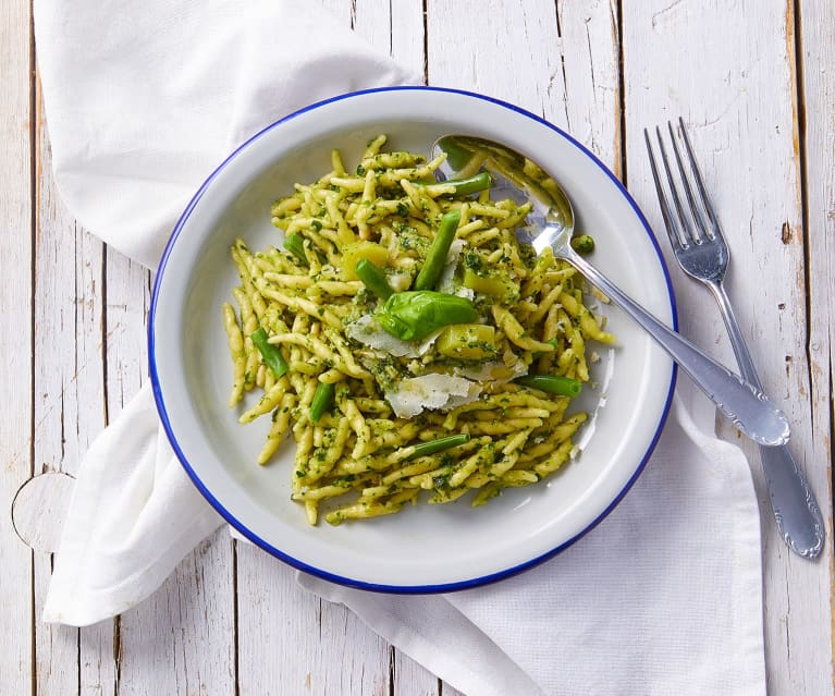 Trofie al pesto con patate e fagiolini