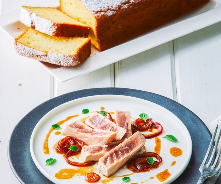 Menù: Tranci di tonno con composta di cipolla e plumcake allo yogurt (Bimby Friend)