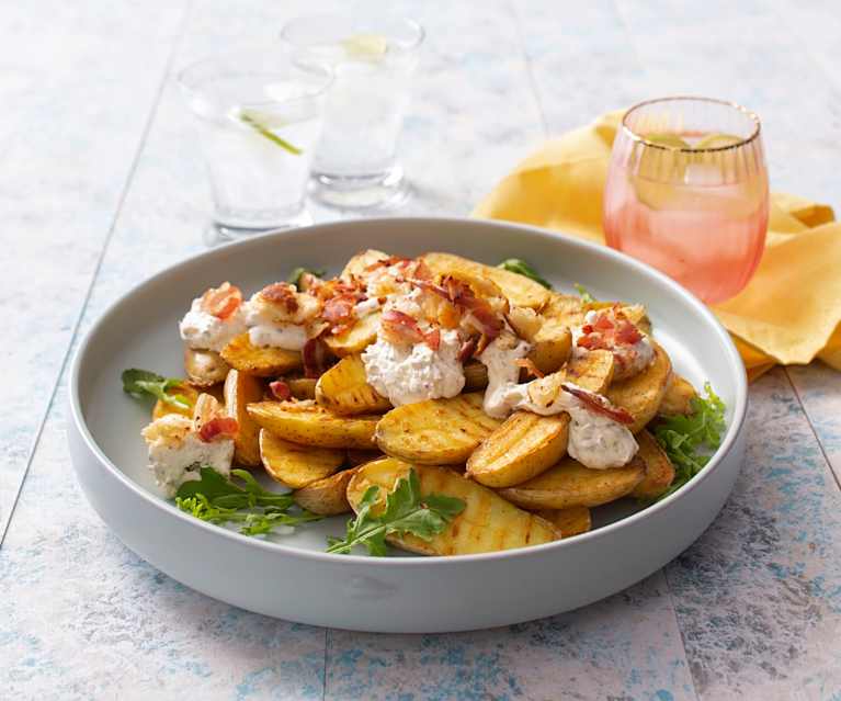 Grilled potato salad with pangrattato