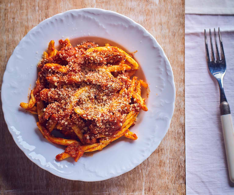 Maccheroni siciliani al ferretto con peperoni, Ricetta