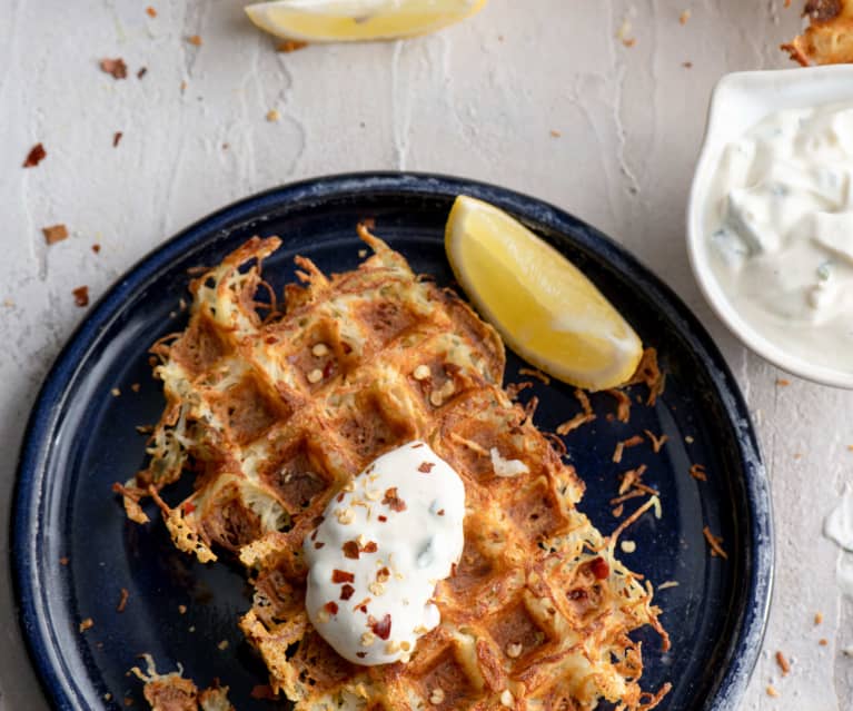 Waffles de batata e queijo