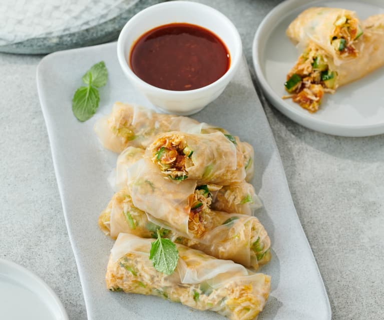 Summer Rolls mit gebratenem Hähnchen