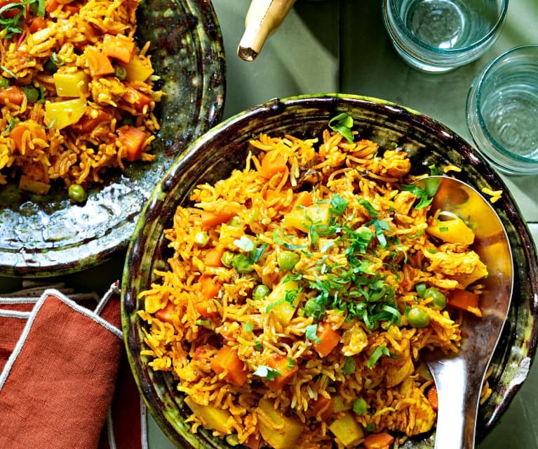 Riz djerbien aux blancs de poulet