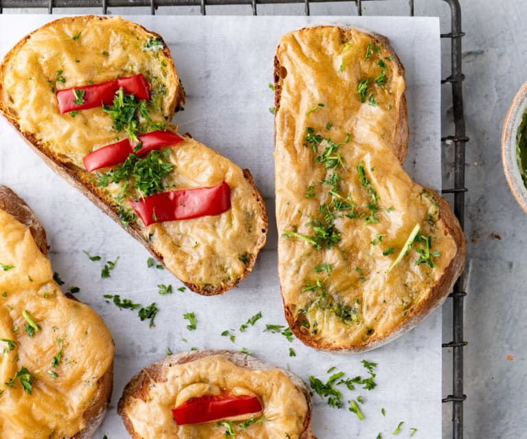 Pão de alho com queijo vegan