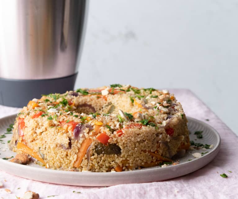 Bulgur con verduras y salsa de champiñones