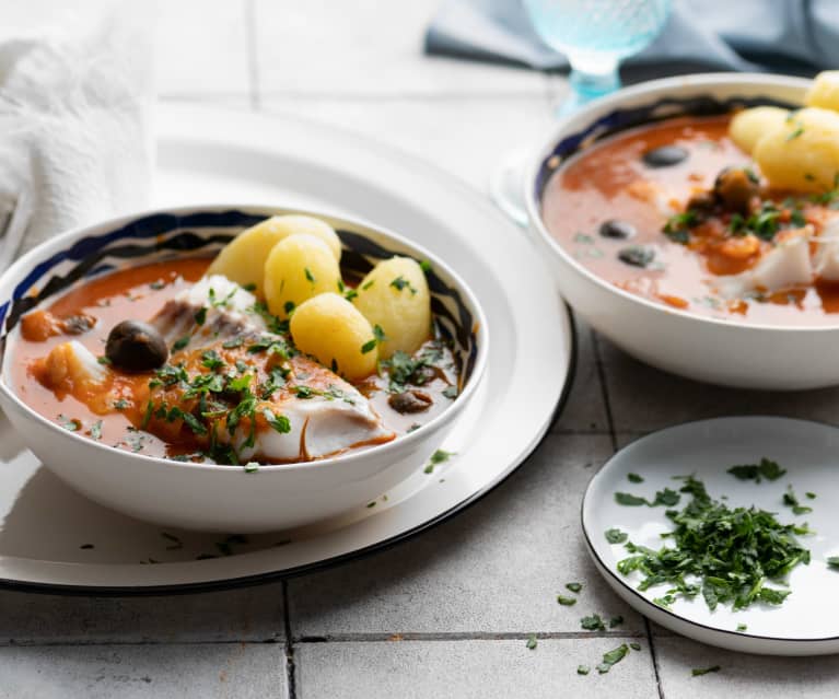 Bacalao a la italiana con patatas al vapor