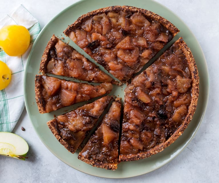 Tarta de avena y compota de frutas