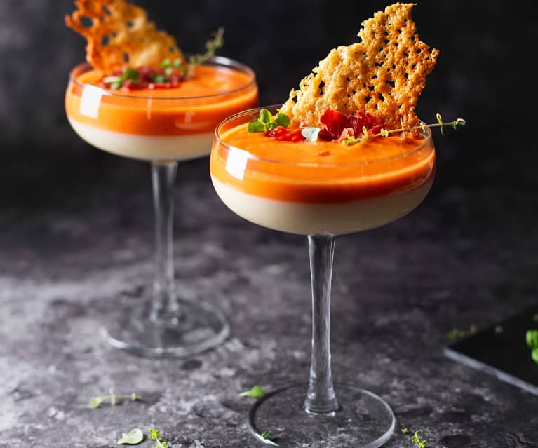 Crema de queso Idiazabal con salmorejo