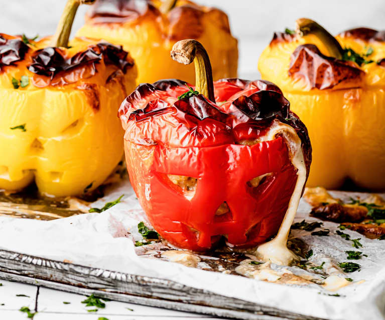 Jack-O-Lantern Stuffed Peppers