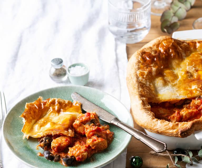 Pastel de pollo al estilo mediterráneo