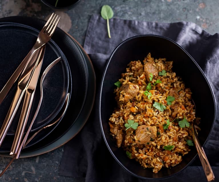 Pilaf de arroz salvaje con agujas de cerdo TM6