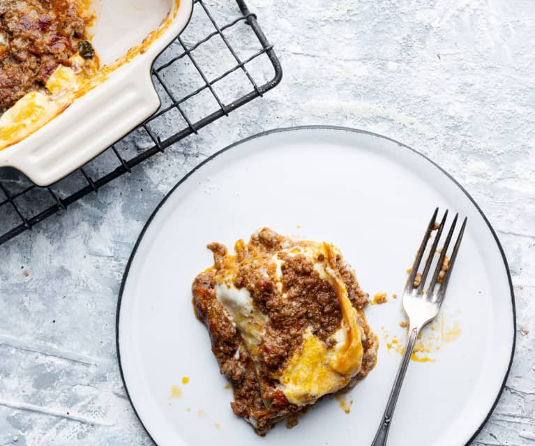 Lasaña a la boloñesa con pasta fresca