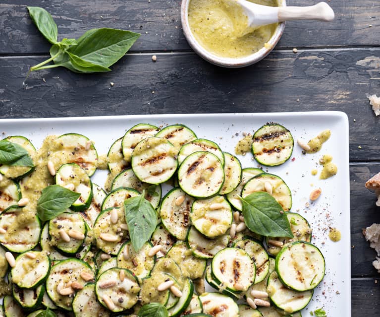 Grilled Courgette Salad with Lemon Basil Dressing (TM6)