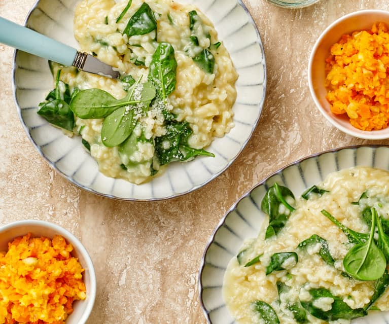 Menu : Risotto aux épinards et salade pommes-carottes