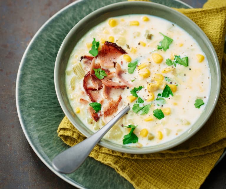 Corn chowder maïs et lard