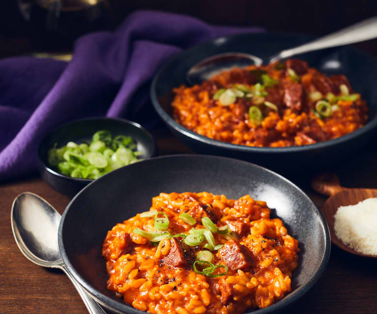 Chorizo-Risotto mit Frühlingszwiebeln