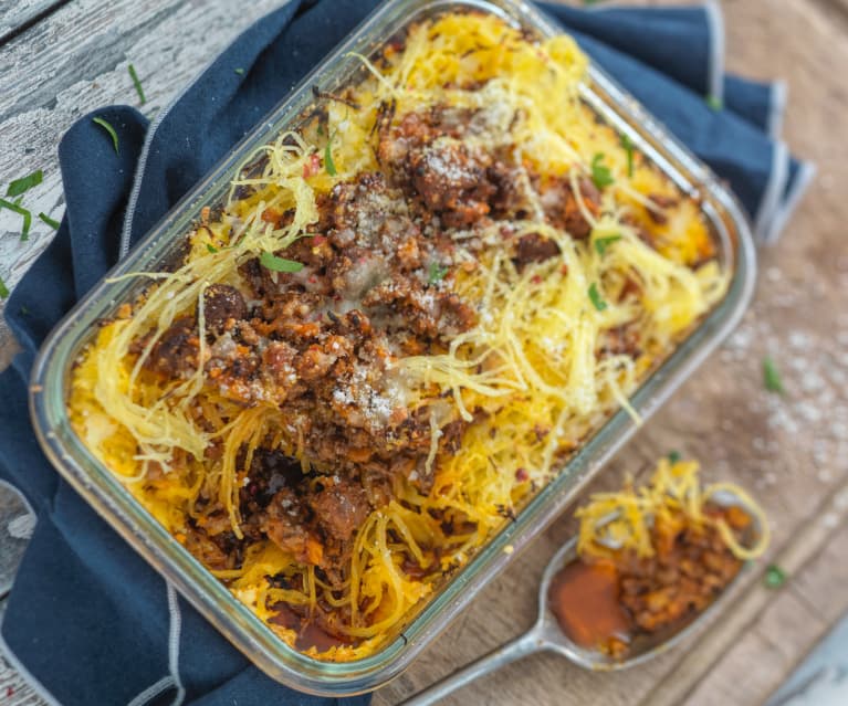 Gratin de courge spaghetti à la merguez