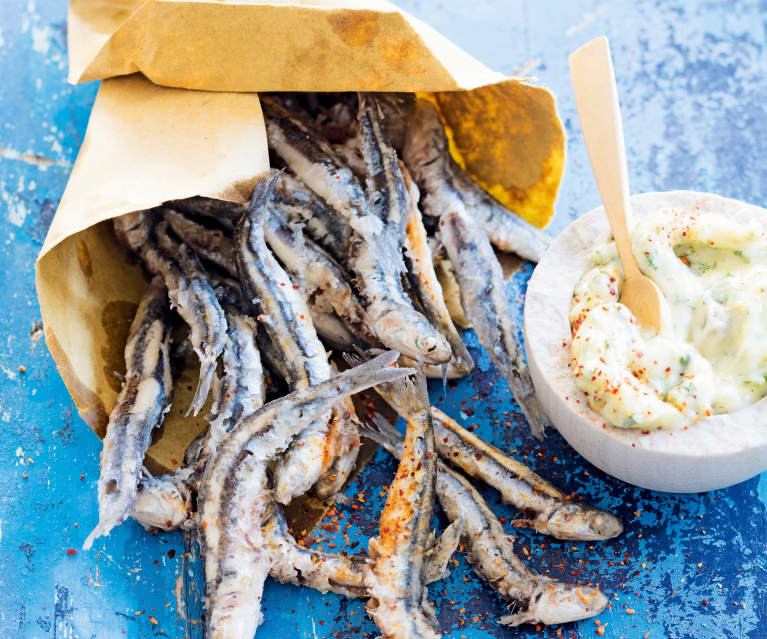 Friture d'anchois, sauce tartare