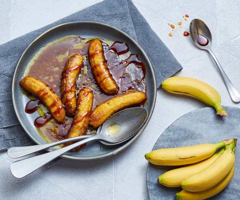 Plátanos asados con caramelo especiado