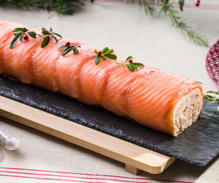 Brazo de gitano de gambas y salmón Brazo de gitano de gambas y salmón