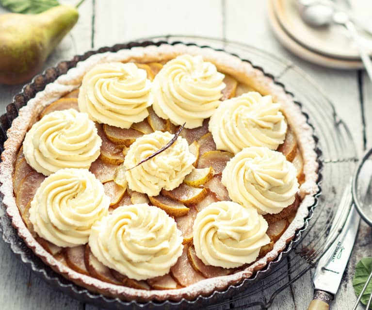 Tarte aux poires et ganache à la vanille