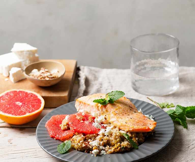 Saumon au quinoa et pamplemousse