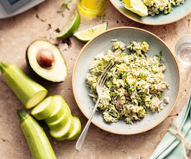 Salade de courgette, riz et thon